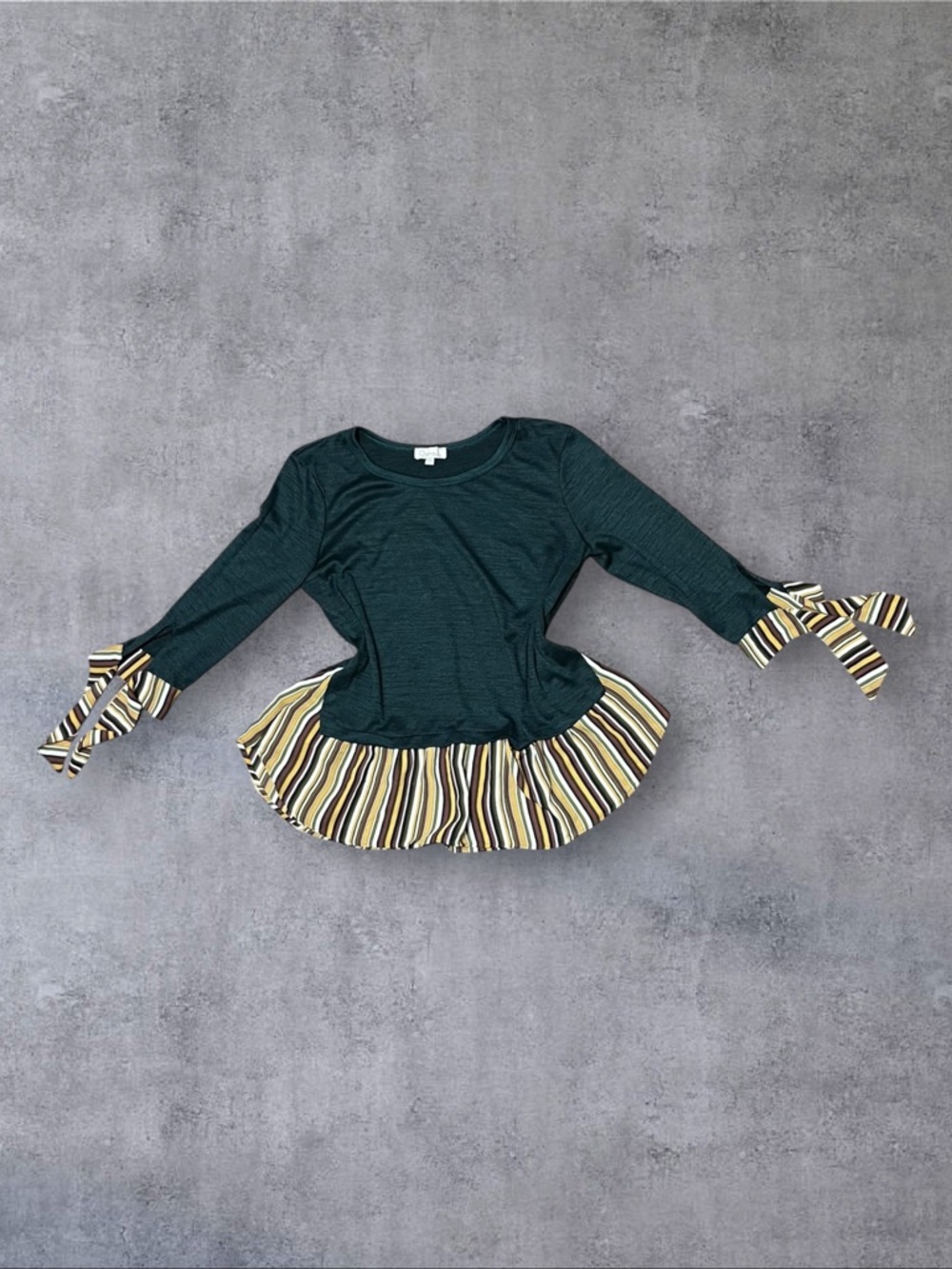 Green Solid & Stripes Top